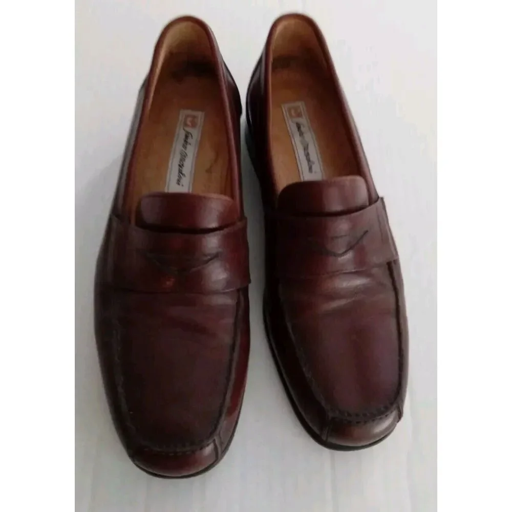 Classic Brown Leather Penny Loafers Dress‎ Shoes Casual Slip-On Comfort